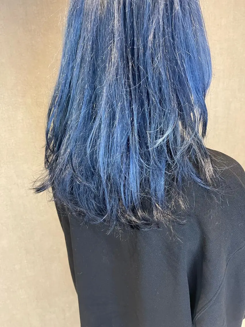 ロング カラー ブルーカラー ネイビーカラー 高品質シールエクステ /艶髪/HIROのヘアスタイル