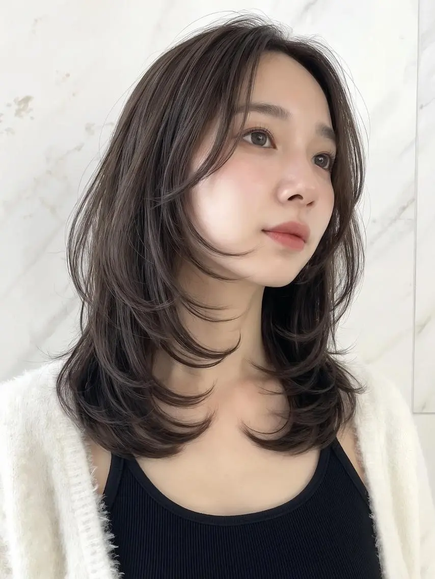 セミロング カット レイヤー透明感カラー ブリーチ🎀オトハのヘアスタイル