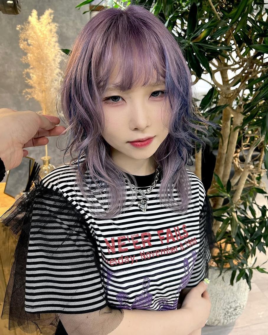 ミディアム カラー レイヤーカット ウルフカット ウルフ/レイヤー /ブリーチ/心斎橋のヘアスタイル