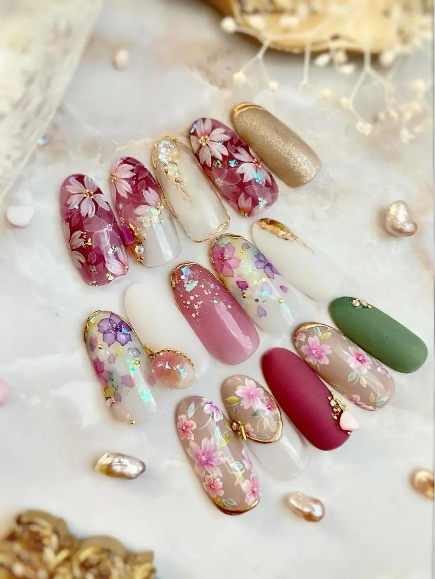 ネイル アートネイル 桜ネイル オフィスネイル 春ネイル 夏ネイル yuko (ネイリスト)のネイルデザイン
