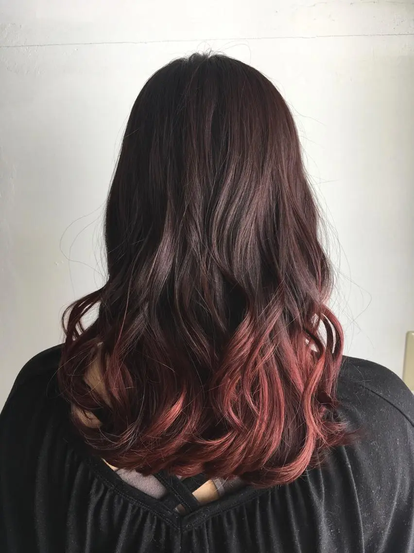 ロング カラー グラデーションカラー ピンクカラー ヘアカラー トリートメント ヘアセット yoshi ☆のヘアスタイル