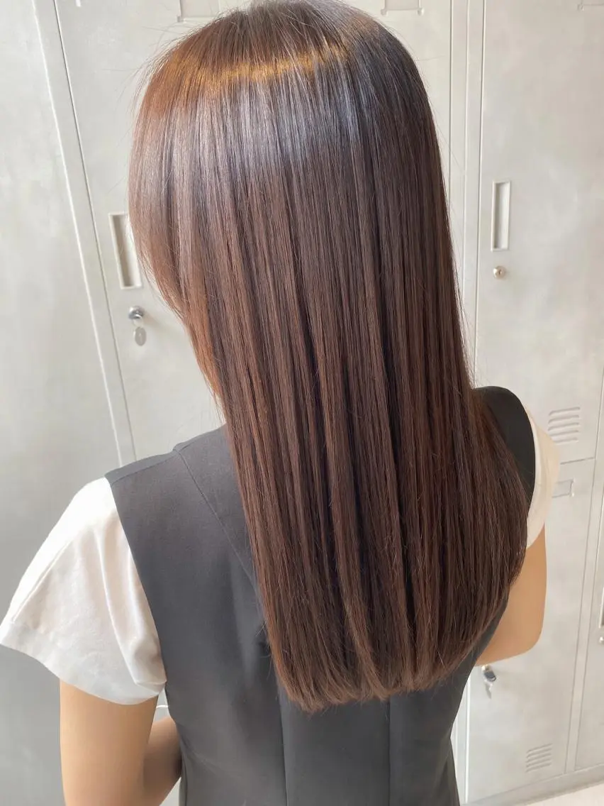 セミロング カラー 縮毛矯正 トリートメント 【Lei】橋本孝太 レイヤー・美髪矯正のヘアスタイル