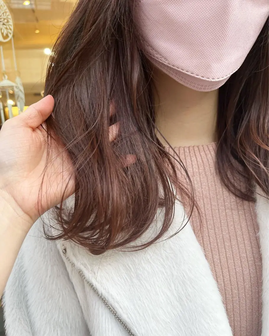 ミディアム カラー ブラウンカラー ピンクカラー ピンクブラウン 髪質改善☆ 縮毛矯正miyuのヘアスタイル