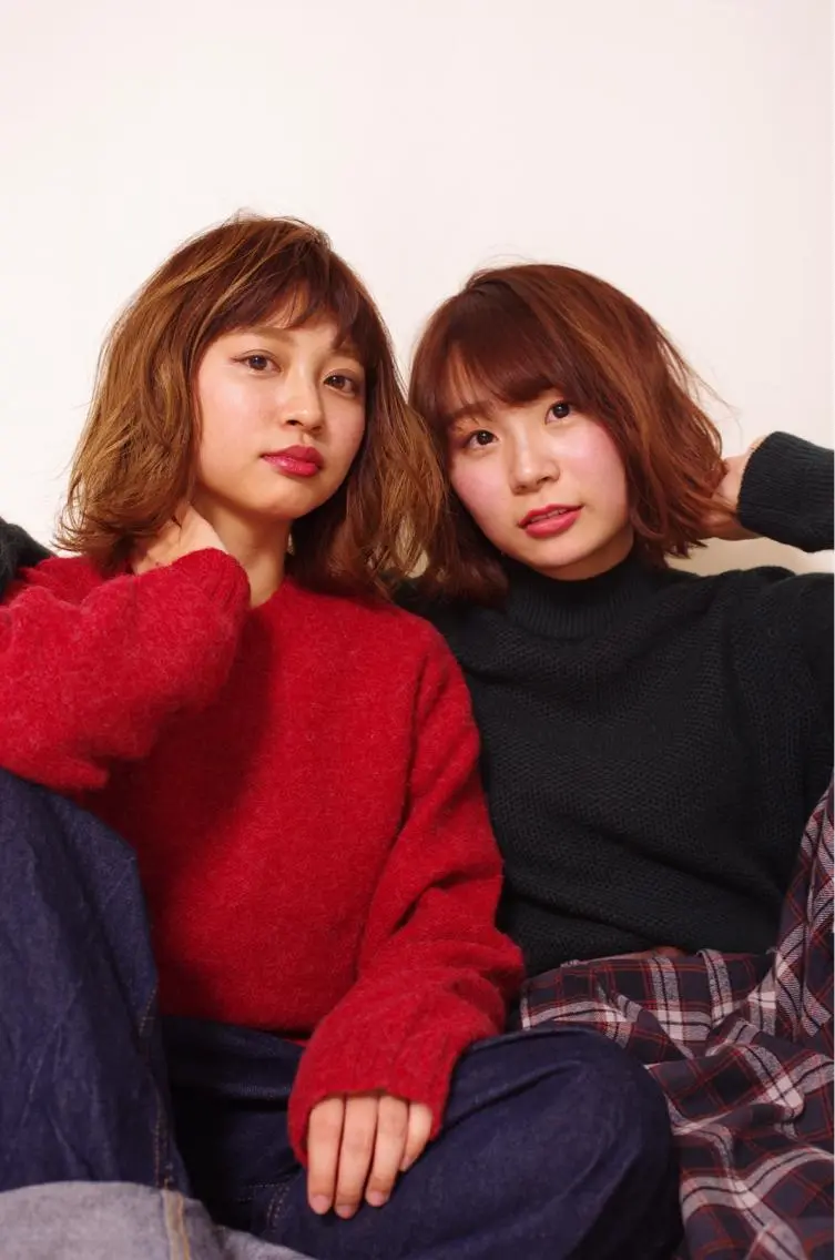 ショート ミディアム カラー パーマ ベージュカラー ボブ 藤井 仁紀のヘアスタイル