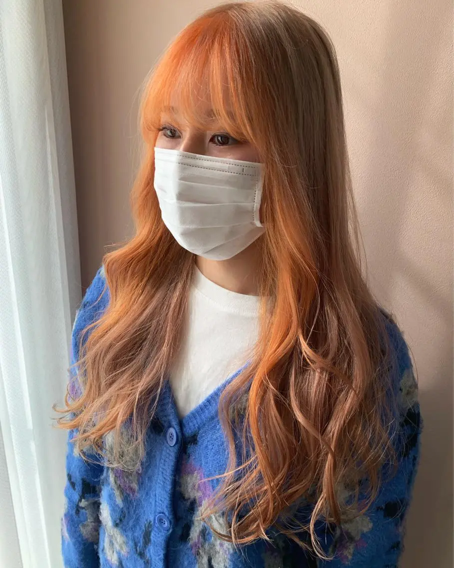 ロング カラー オレンジ カット ヘアカラー トリートメント hubhair レイヤー/透明感のヘアスタイル