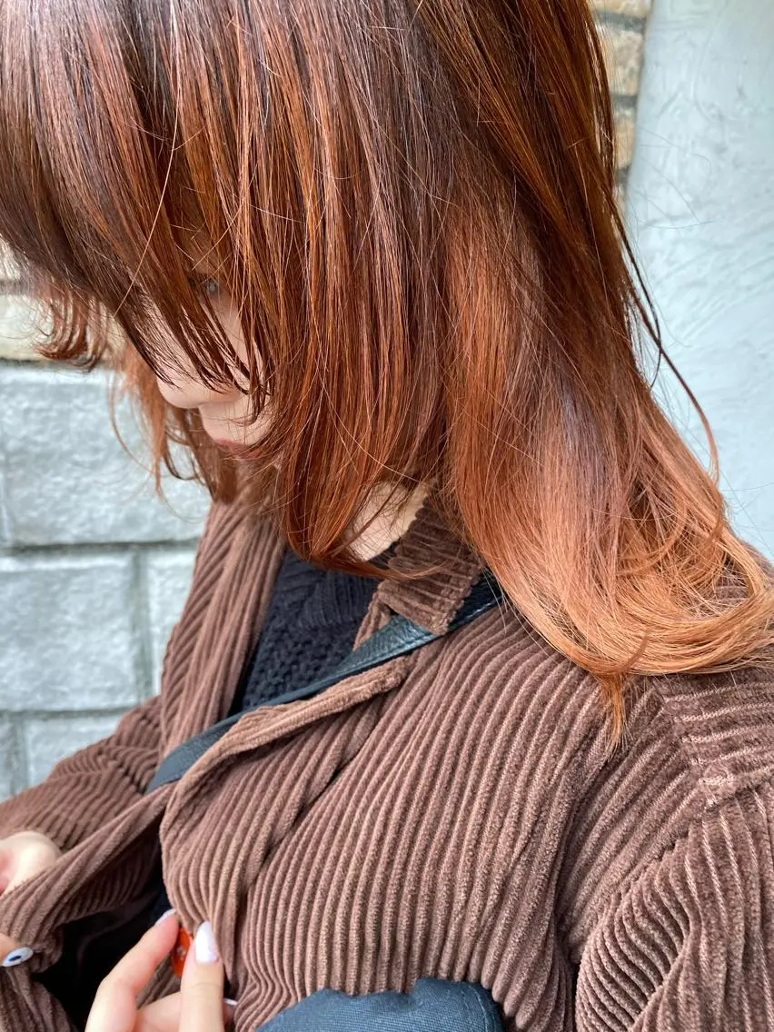 セミロング オレンジブラウン お任せヘア☘️☘️ 及川渚のヘアスタイル