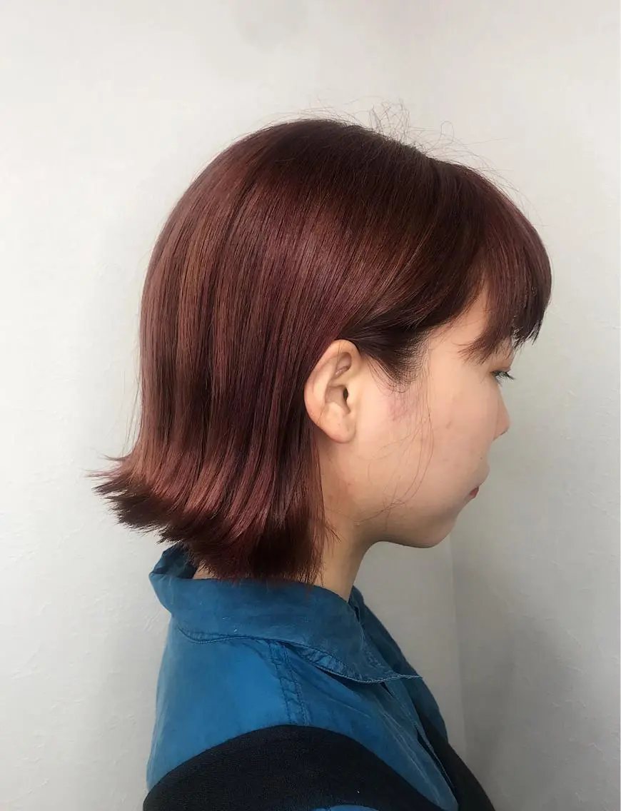 ミディアム カラー レッドカラー 柴田 祐輔のヘアスタイル