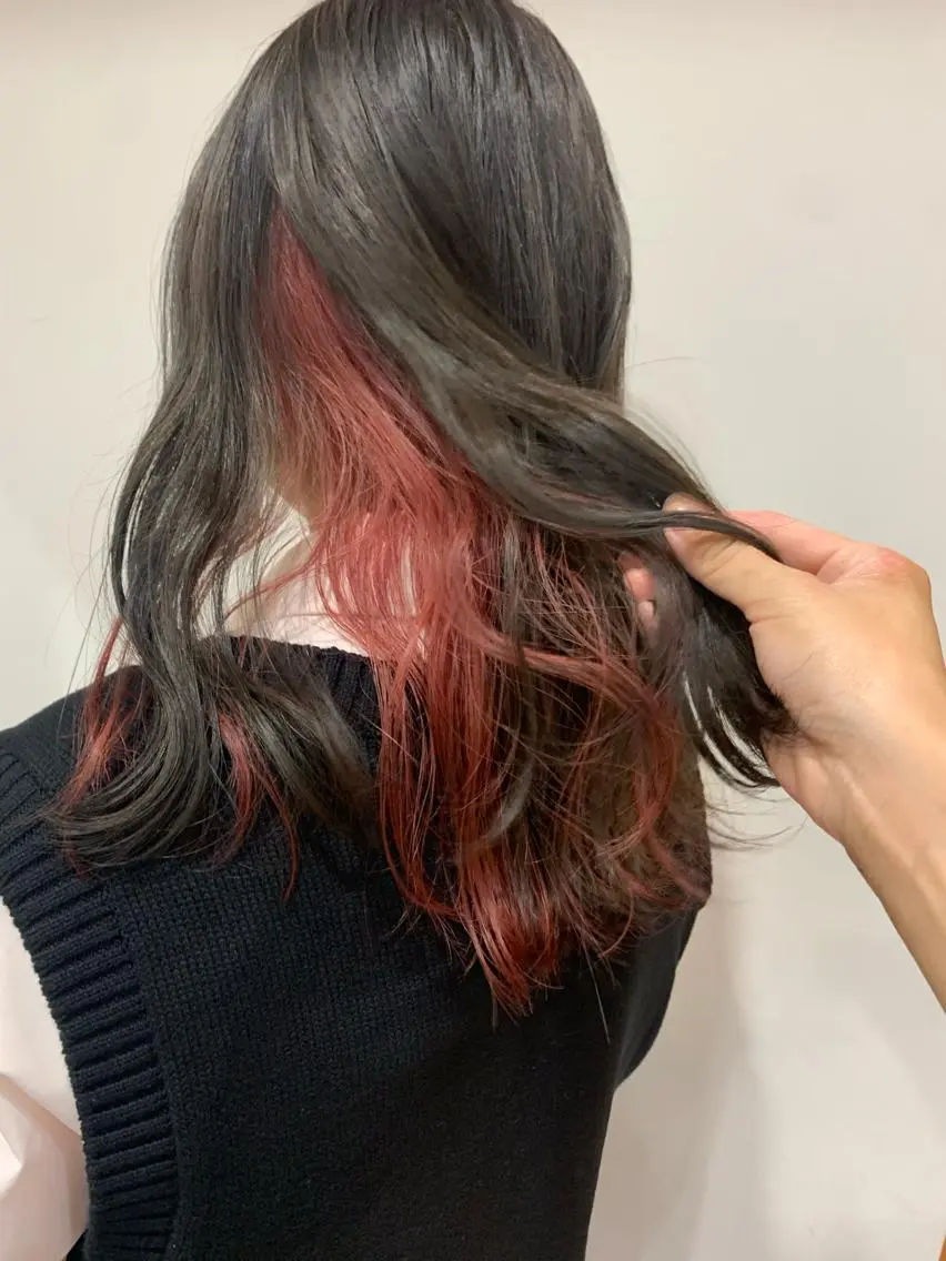 セミロング カラー ブリーチ グレージュ インナーカラー ブリーチなしカラー オリーブグレージュ 中目黒🌼 🌼ハナのヘアスタイル