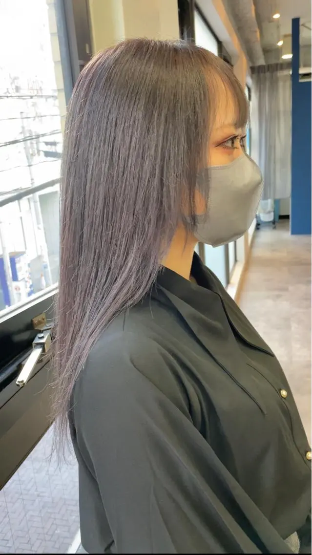 ロング カラー ラベンダーカラー シルバー ヘアカラー トリートメント 韓国ヘア🇰🇷 スズキのヘアスタイル
