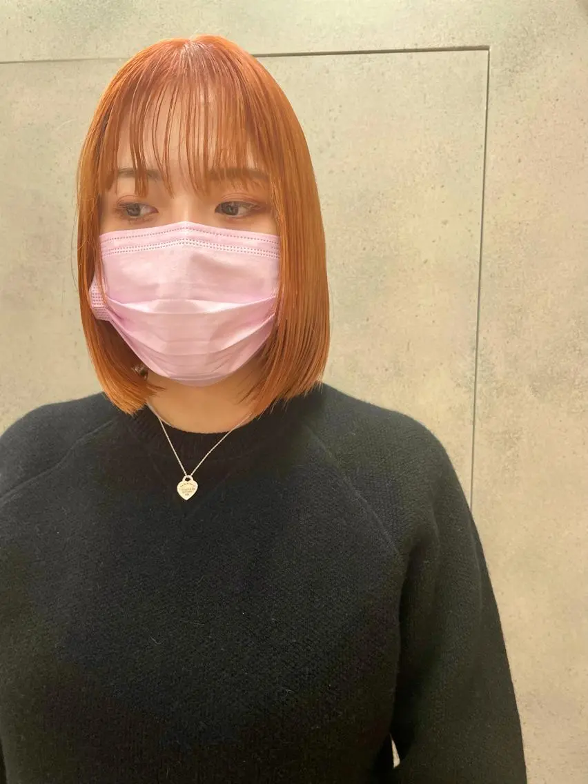 ショート カラー ベージュカラー ブリーチ オレンジ オレンジベージュ パーマウルフショート 濱田匠のヘアスタイル