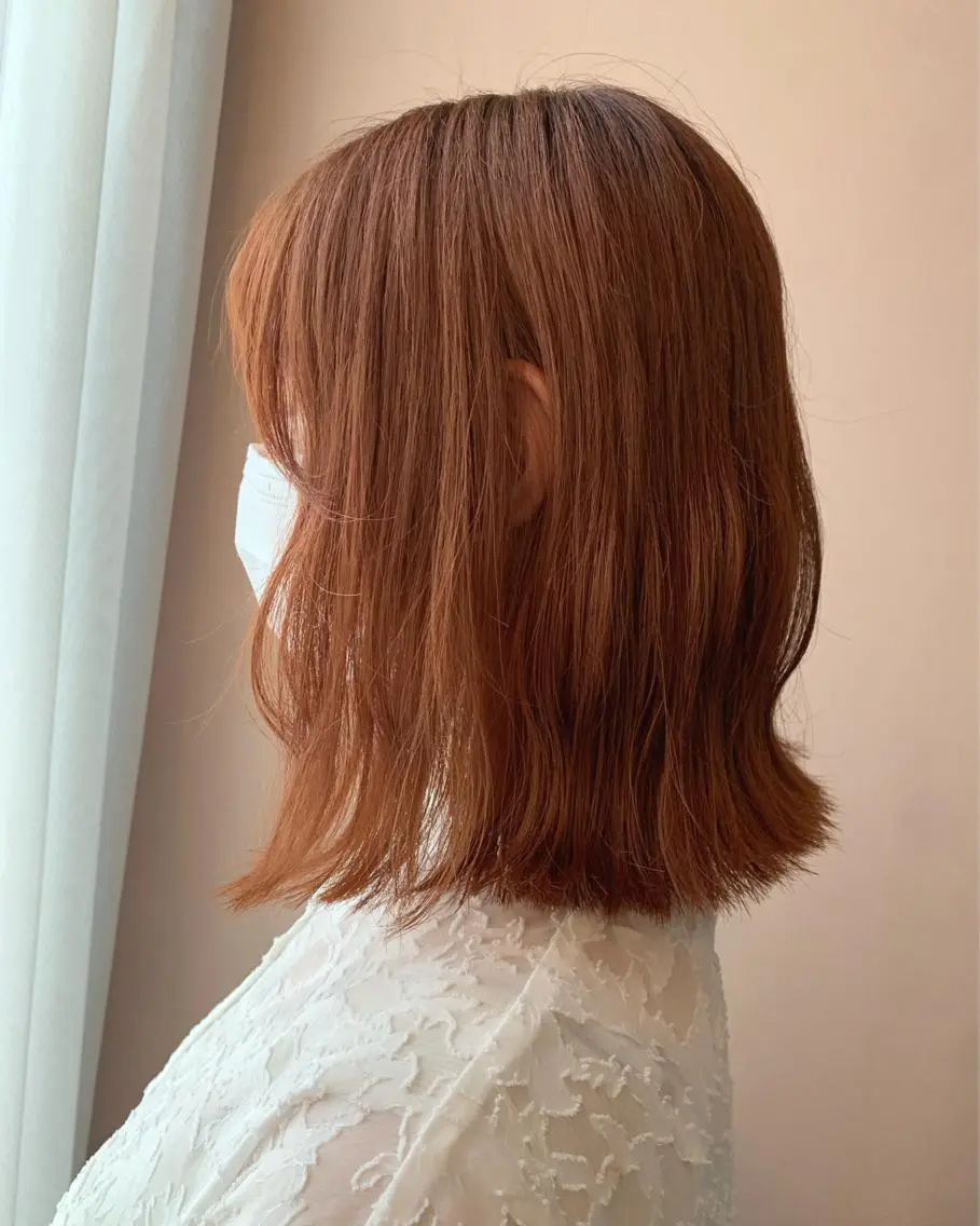 ミディアム カラー ブリーチ ブラウンカラー オレンジ オレンジブラウン カット ヘアカラー トリートメント hubhair レイヤー/透明感のヘアスタイル