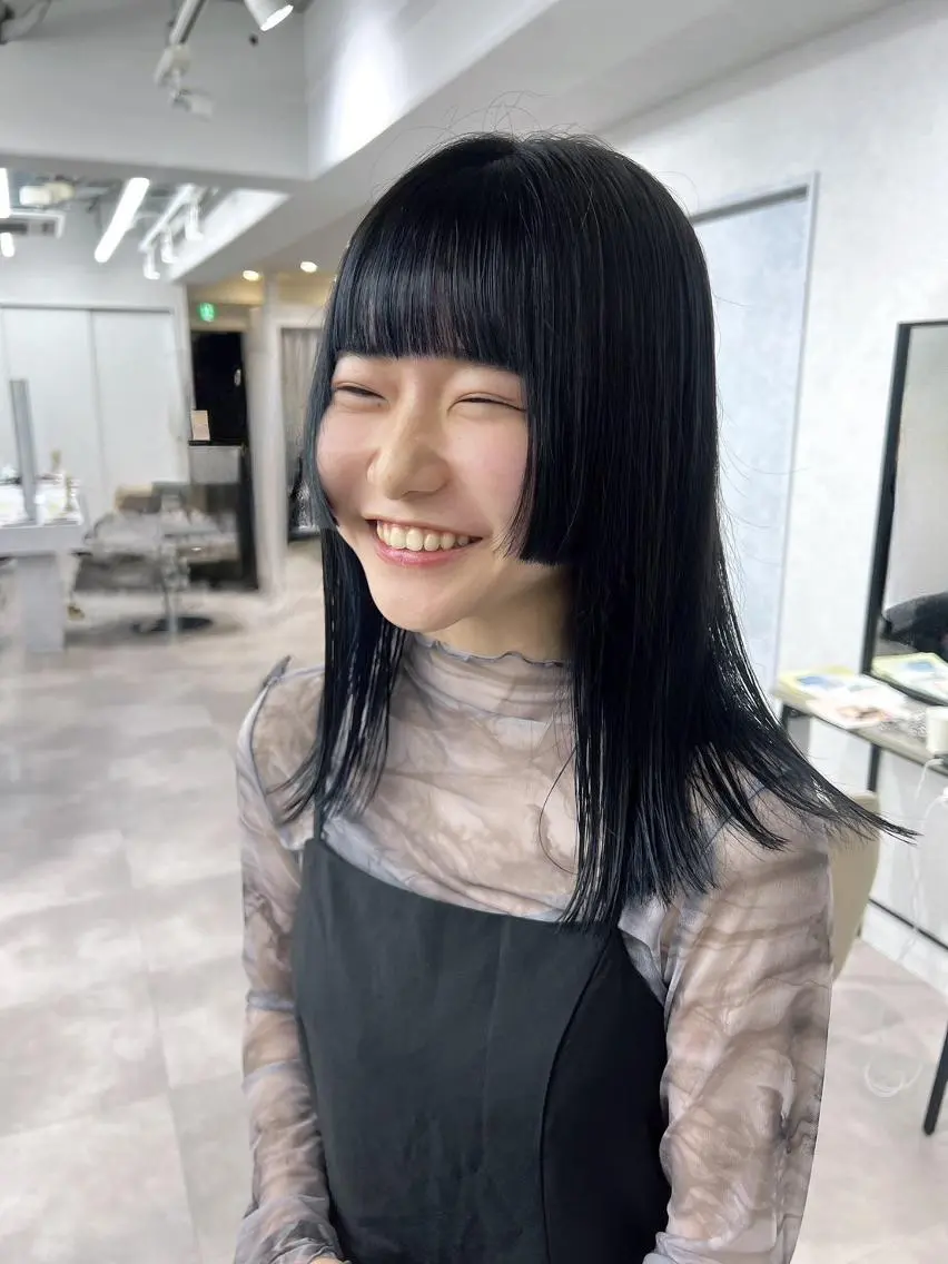 セミロング カラー 黒髪 似合わせカラー/ ベージュ いちご🍓のヘアスタイル