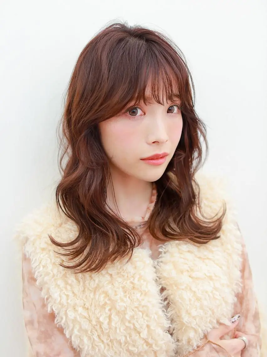ロング ボブ ハイライト 髪質改善 韓国風ヘア レイヤーカット .5 by soleil 小松店のヘアスタイル