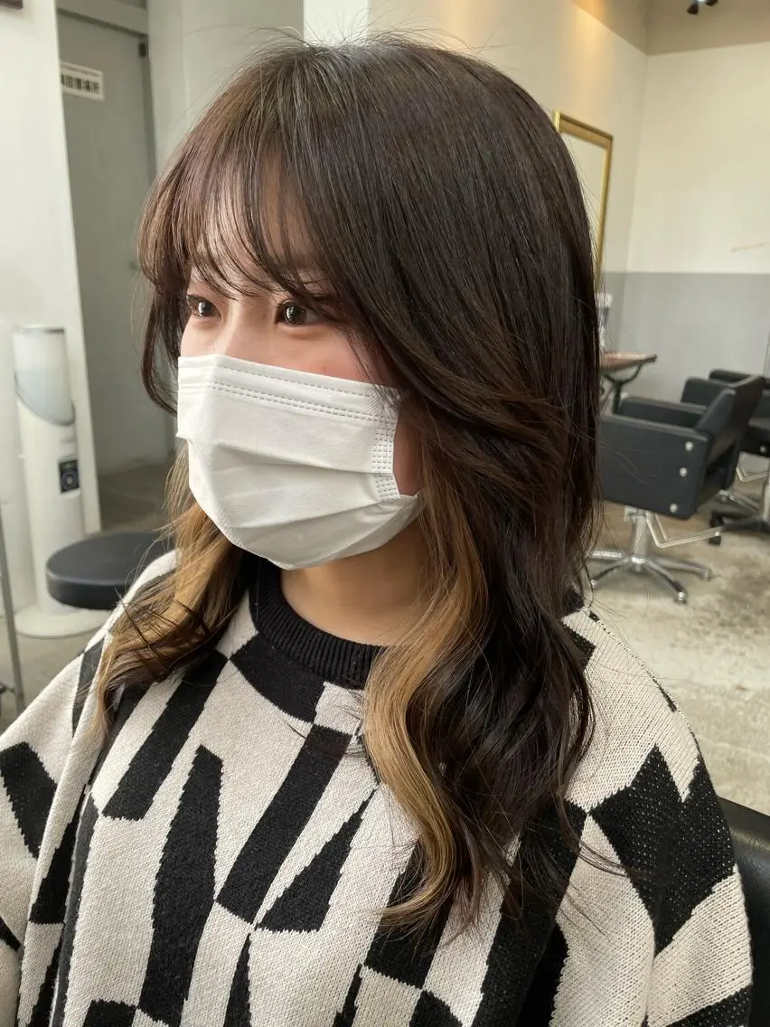 ミディアム ヘアカラー 大内 志穂のヘアスタイル