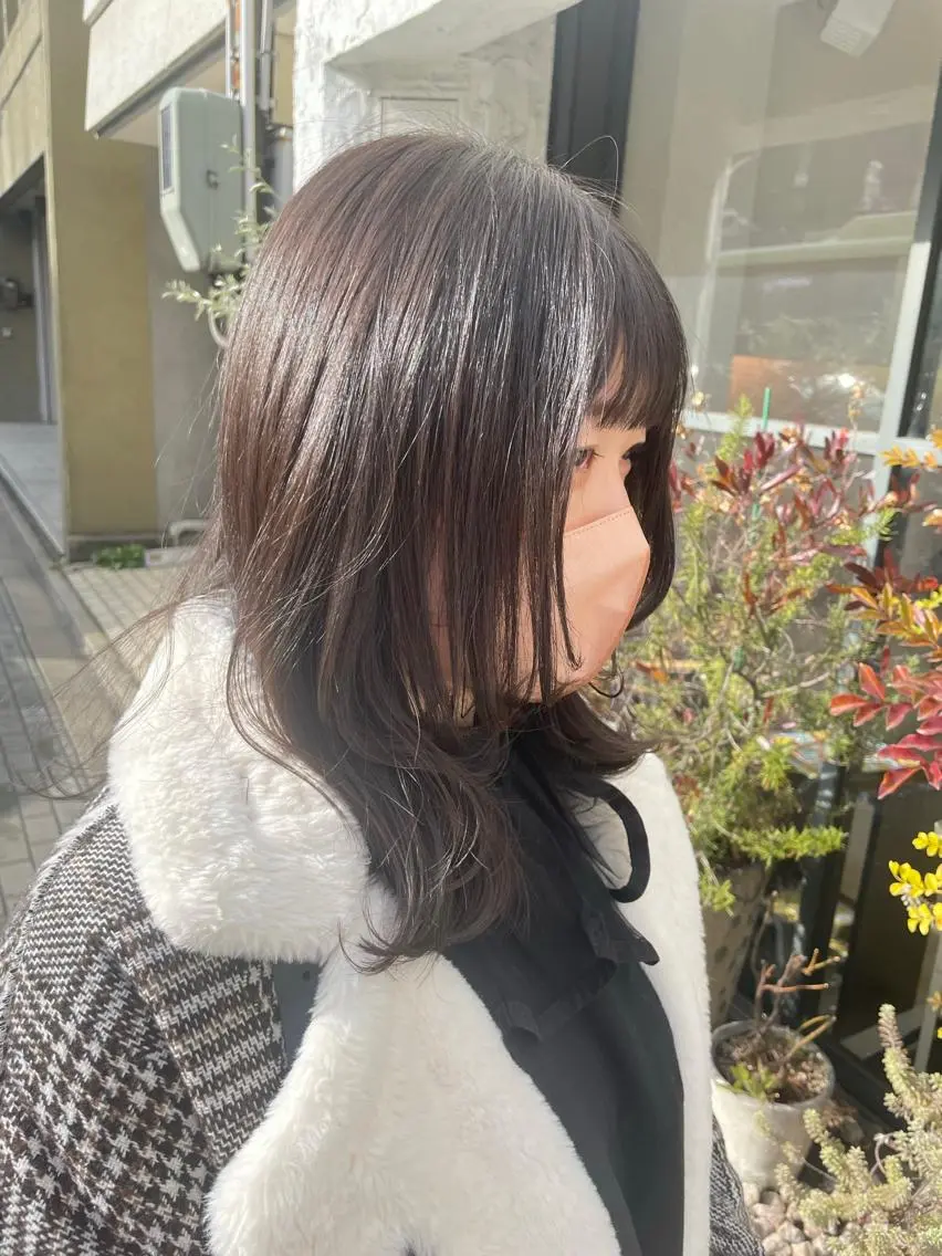 ミディアム カラー アッシュ アッシュブラウン ブラウンカラー 顔まわりレイヤー レイヤーカット ヘアカラー Lico hair 【烏丸丸太町】小西のヘアスタイル