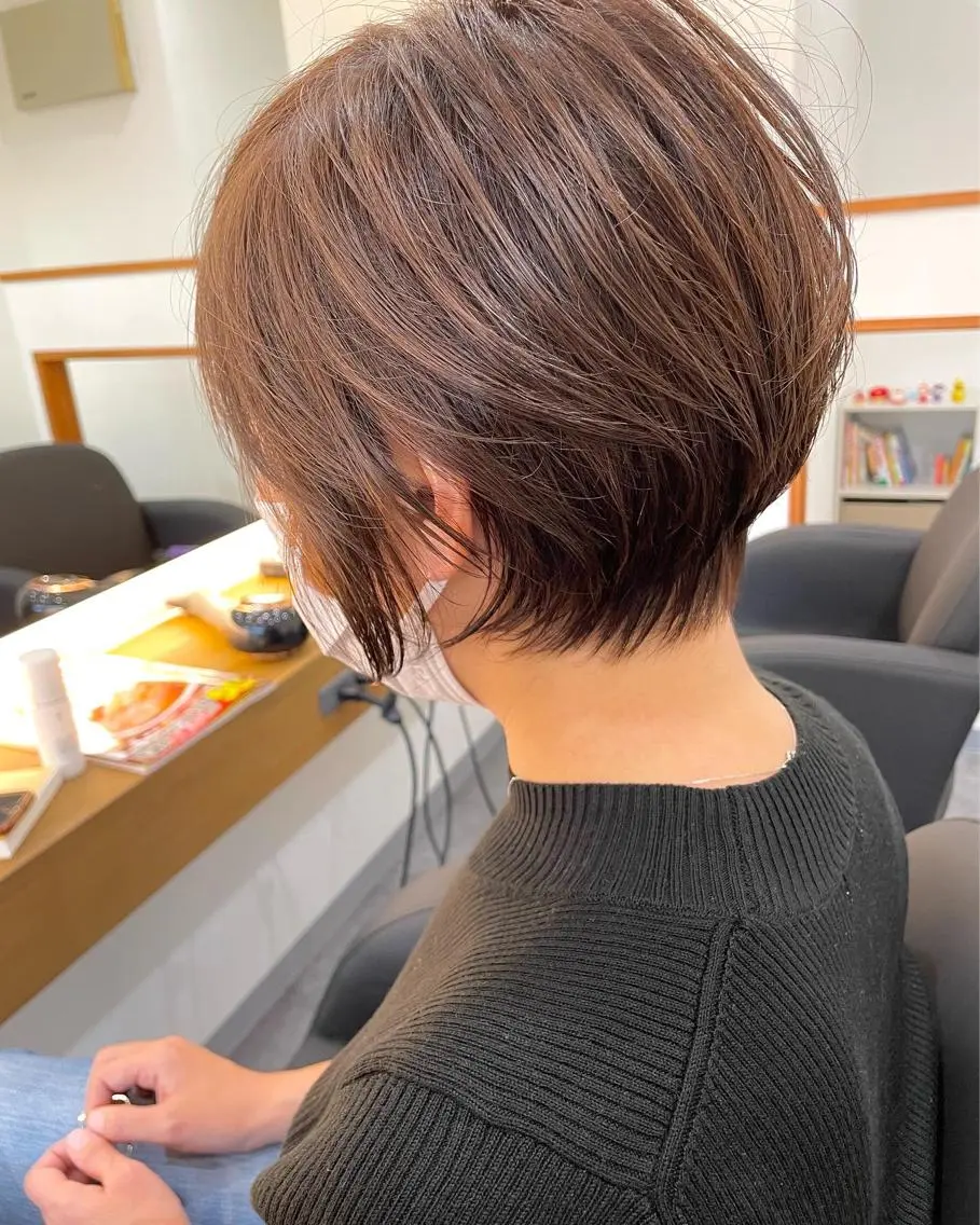 ショート ショートボブ 韓国風カラー ボブ ハイライト 髪質改善 hair terra ce M奈良店のヘアスタイル