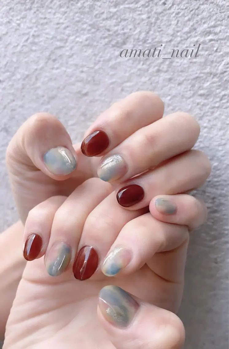 ネイル フットネイル ジェルネイル グラデーション マグネットネイル ミラーネイル ハンドネイル amati_nail TAKAKOのネイルデザイン