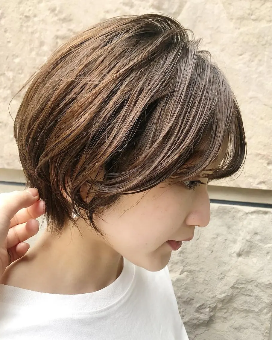 ショート ショートボブ ボブ ショートヘア レイヤー/ミディアム /ボブ/新宿のヘアスタイル