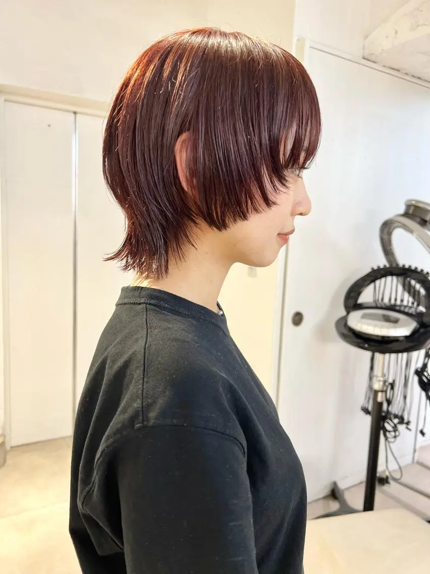 ショート カラー ショートボブ ボルドーカラー ボブ 顔周りカット ショートヘア 顔周りカット/透明感 カラー✂️MEIのヘアスタイル