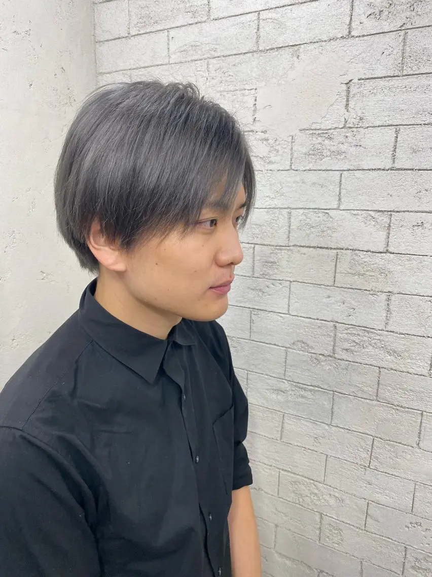 ショート カラー メンズ シルバー グレージュ達人/赤み 消し/ブリーチ/岩崎のヘアスタイル