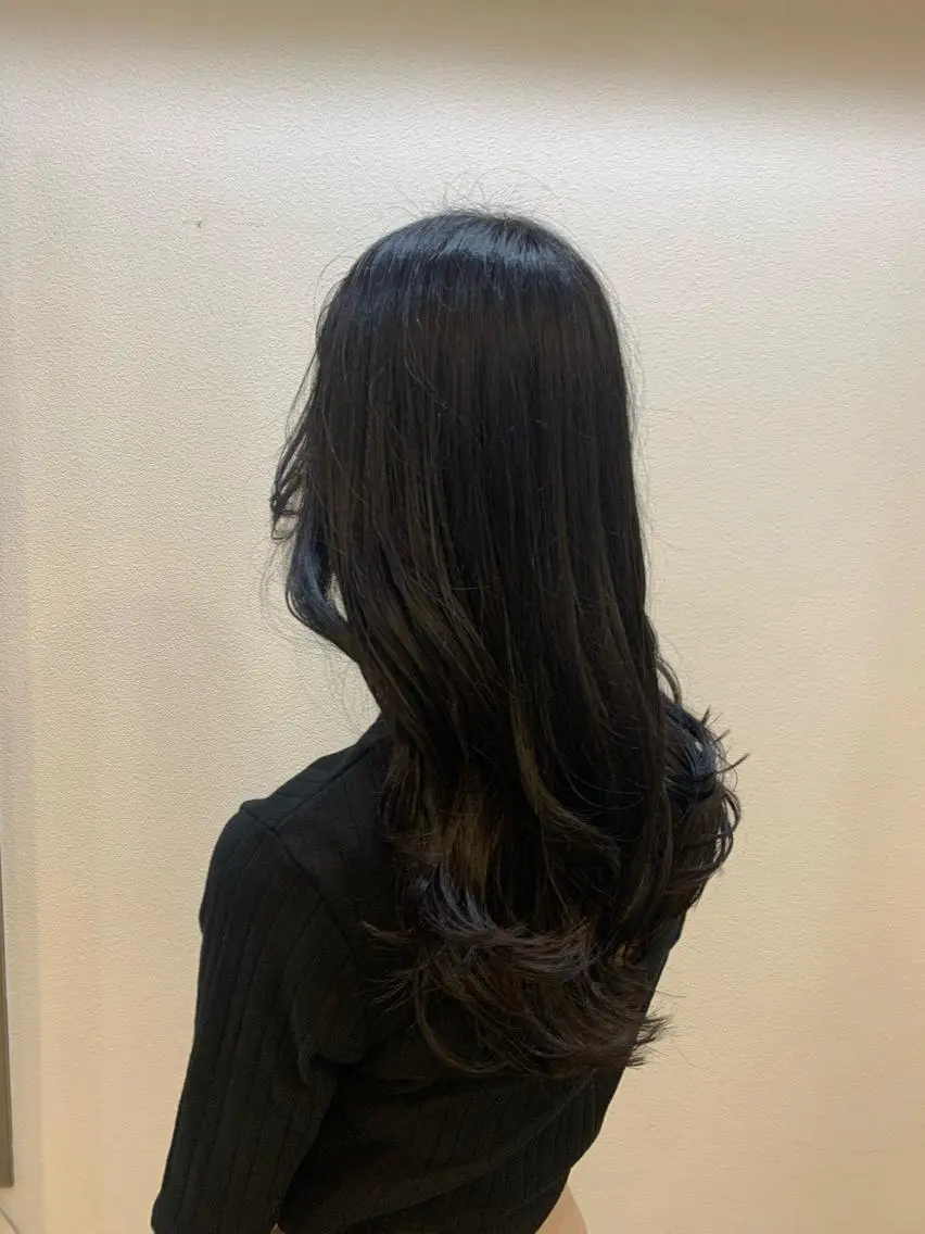 ロング カラー 黒髪 グレーブラック イルミナカラー 韓国🇰🇷髪質改善 Chisaki치사키のヘアスタイル