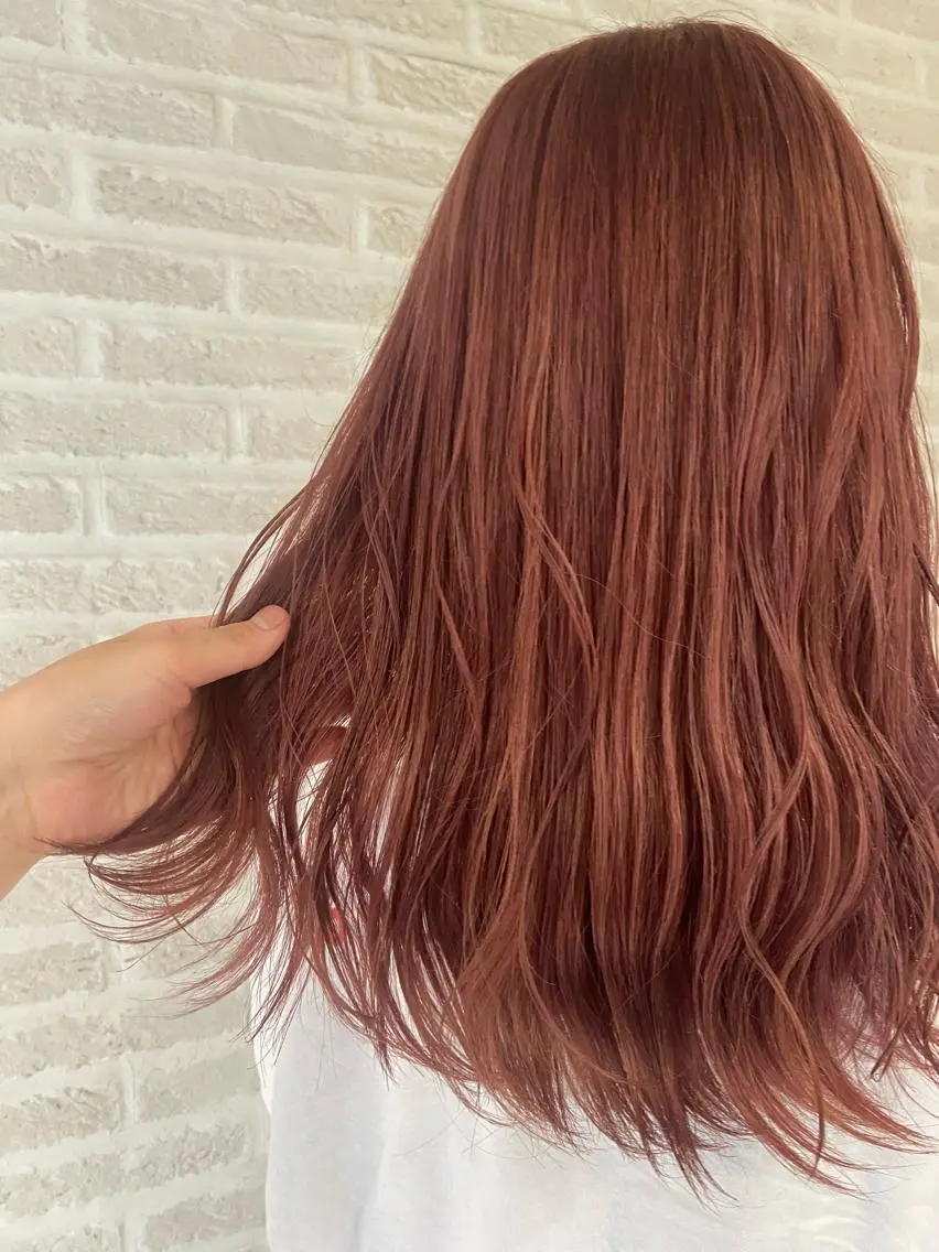 ロング カラー ヘアアレンジ ブリーチ オレンジ ピンクカラー 北岡 慶子 大宮駅西口徒歩3分のヘアスタイル