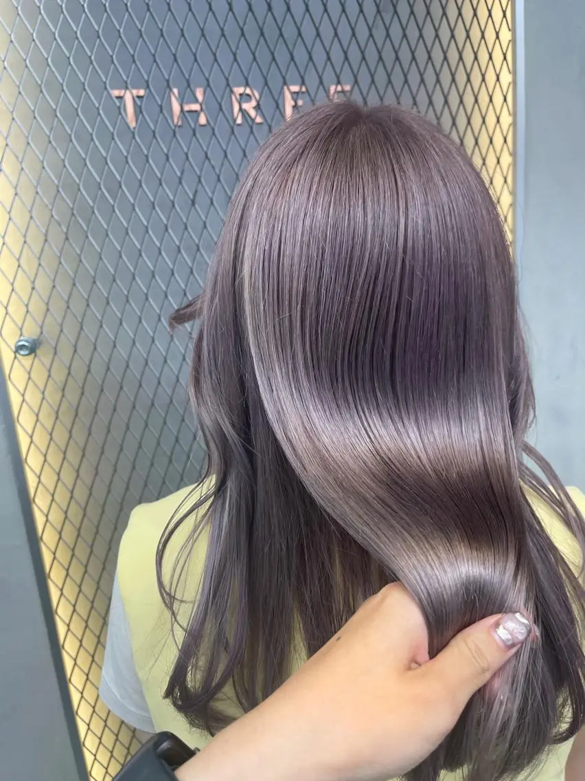 セミロング カラー ブリーチ ケアブリーチ ハイトーンカラー ラベンダーカラー トリートメント ダブルカラー /まつ毛パーマ🎀のヘアスタイル