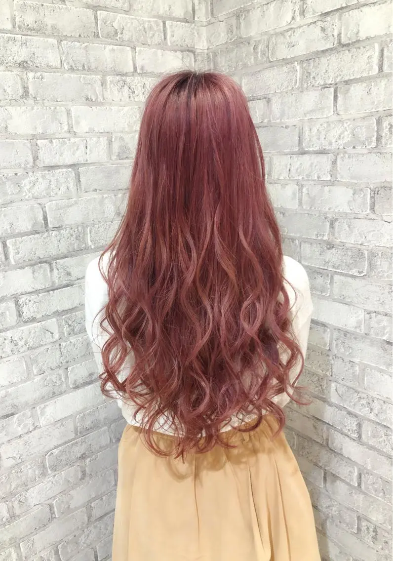 ロング カラー ヘアアレンジ ブリーチ ケアブリーチ ピンクカラー ヘアカラー トリートメント 秋山 幸太のヘアスタイル