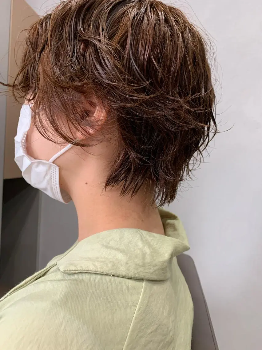 ショート カラー パーマ ボブパーマコテ巻き風 パーマNo1深江秀平のヘアスタイル