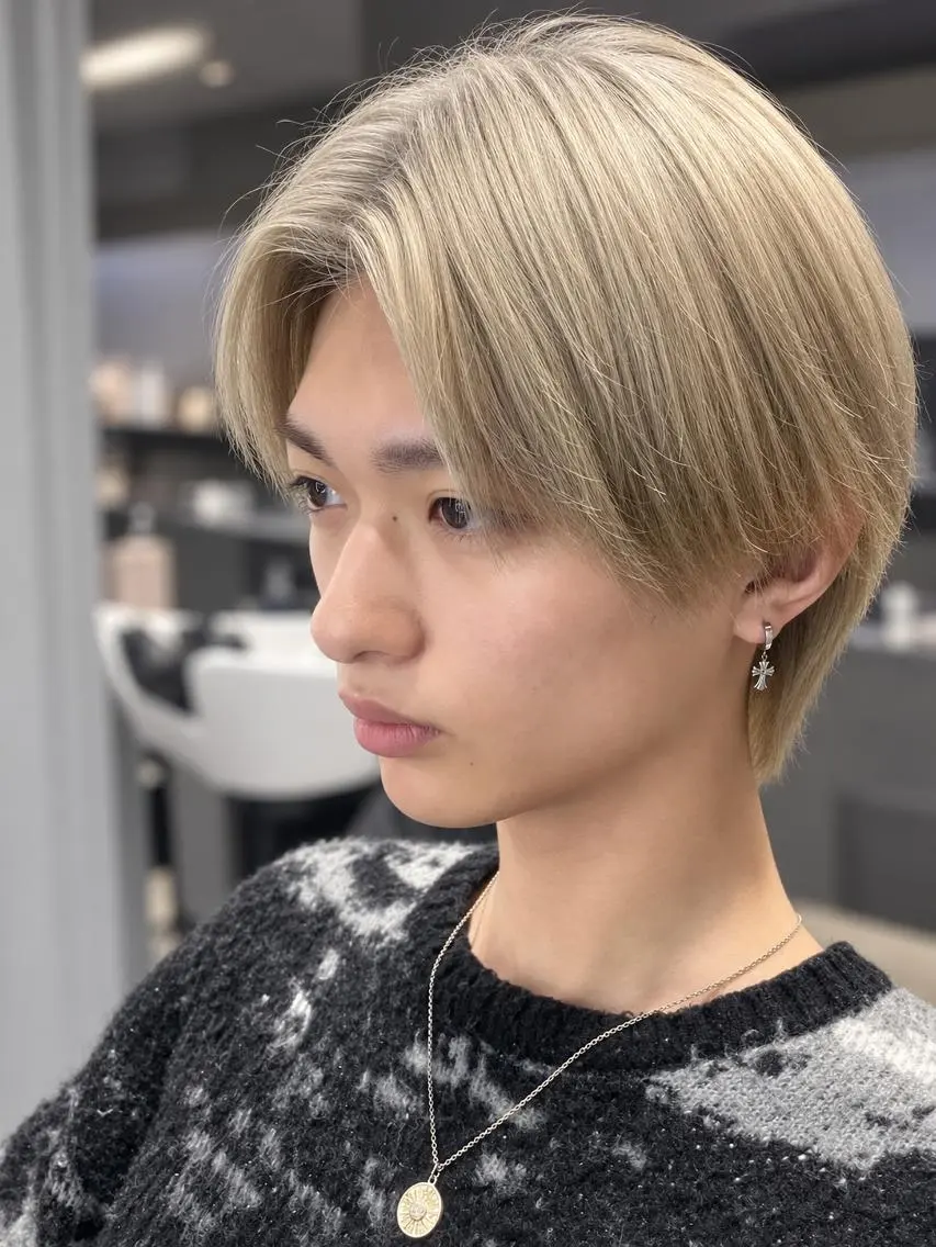 ミディアム メンズ カラー カット ヘアカラー トリートメント ANNAメンズカット パーマ縮毛矯正🧡のヘアスタイル