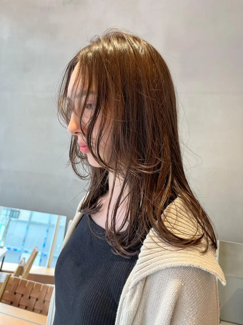 セミロング カット ヘアカラー トリートメント 縮毛矯正ボブ&顔まわ レイヤー♡TOMOEのヘアスタイル
