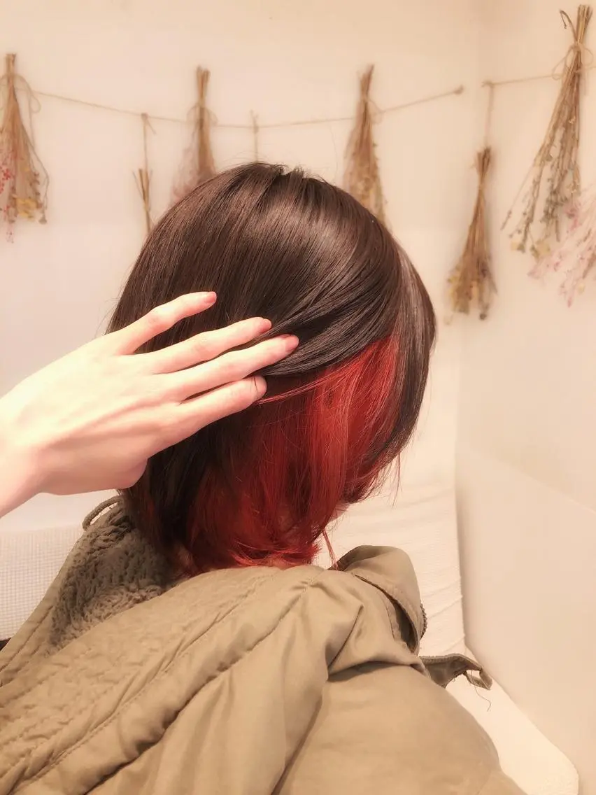 ミディアム カラー レッドカラー はだゆうき @hadadan08のヘアスタイル
