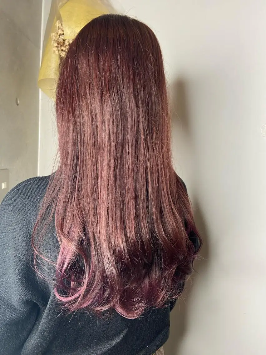 ロング カラー ブラウンカラー ピンクカラー ピンクブラウン 後藤 卓哉のヘアスタイル