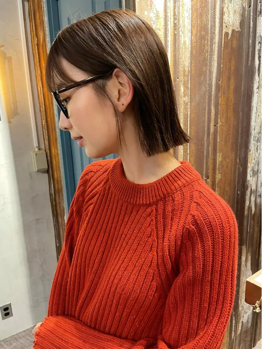 ミディアム カラー ボブ 似合わせカット 外ハネヘア 結べるレイヤーボブ くびれLady表参道のヘアスタイル