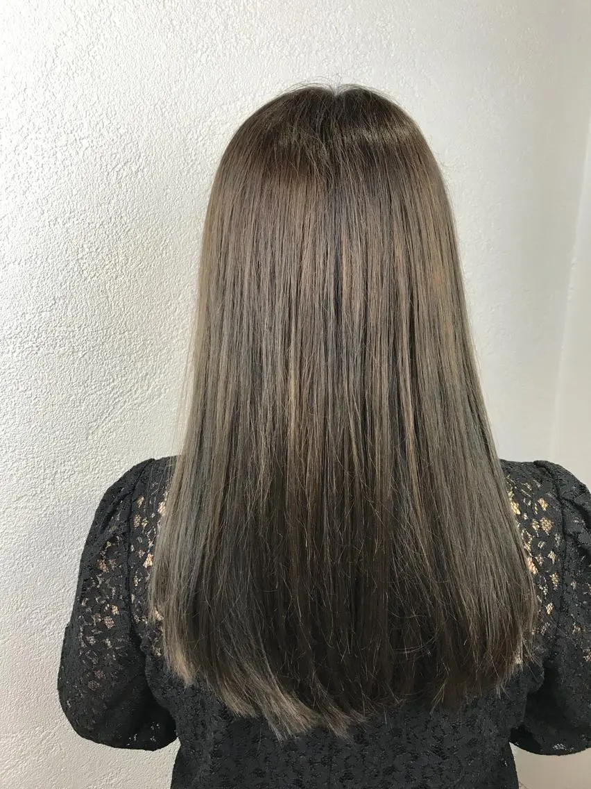 ロング カラー アッシュ アッシュグレー アッシュグレージュ グレージュ オレンジ ヘアカラー トリートメント デザインカラー🌈 高木リョウのヘアスタイル