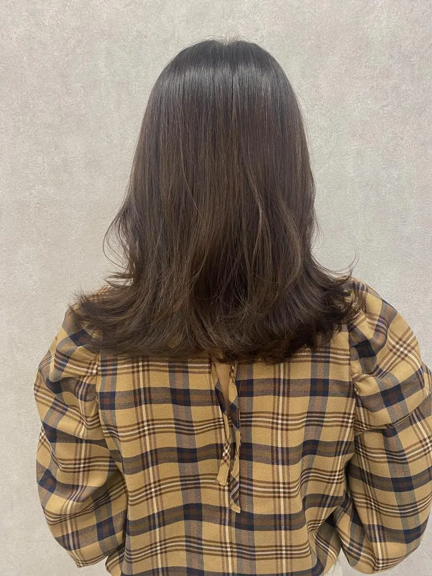 ミディアム カラー ヘアアレンジ カット ヘアカラー トリートメント Kawaguchi Arisaのヘアスタイル