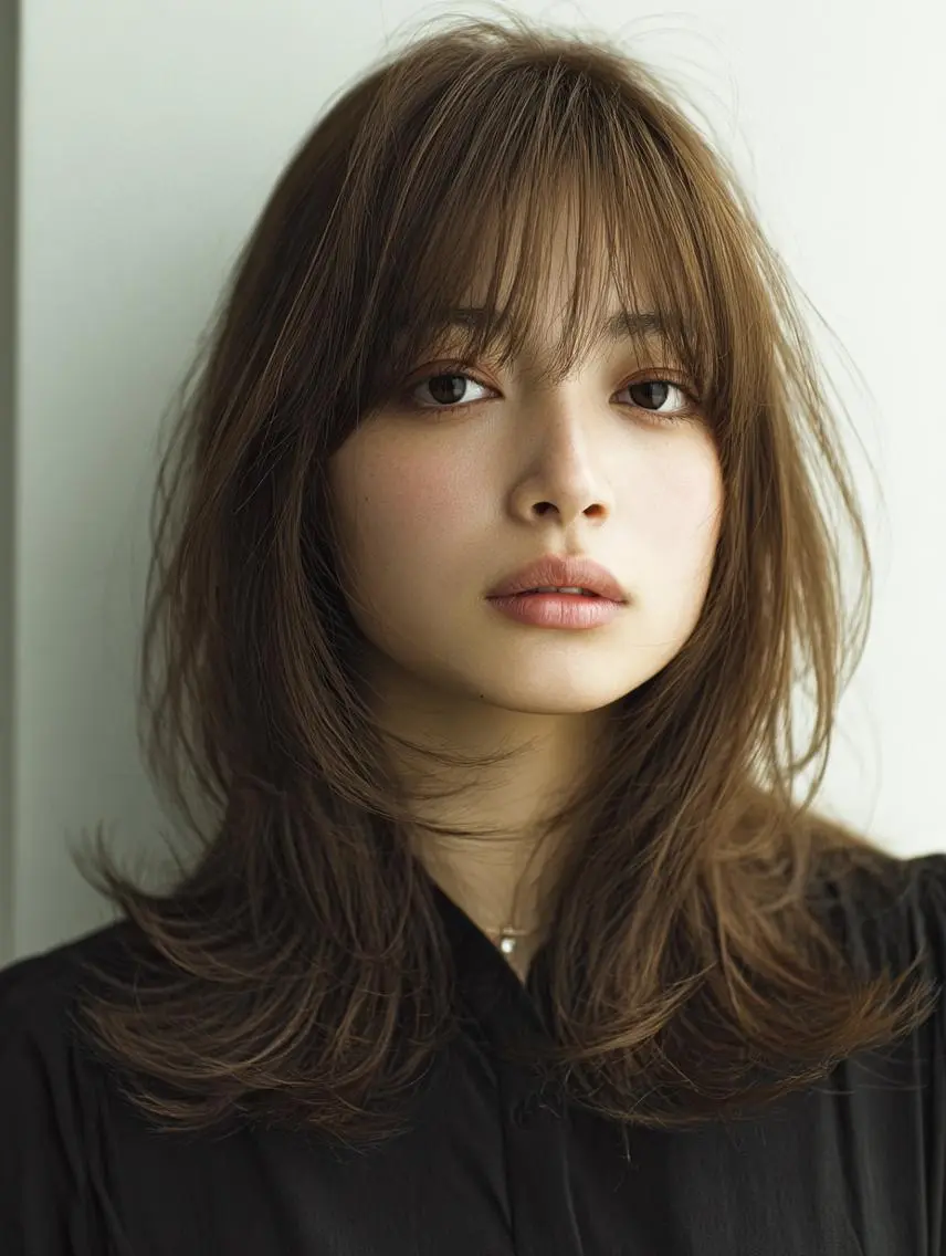 セミロング 🍒暖色×ハイトーン ×デザイン✨まなりのヘアスタイル