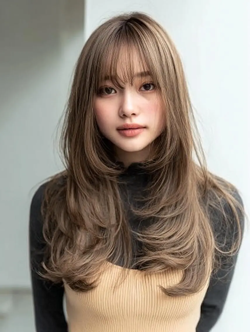 セミロング ハッシュカット 髪質改善 レイヤーカット 縮毛矯正 トリートメント カット ヘアカラー トリートメント 生艶髪＆レイヤー🔔 渋谷お薦めNo.1✨のヘアスタイル