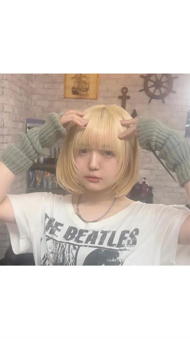 ミディアム カラー ブロンド ボブ 🧸赤み消し🐾 ラベンダ/ミルクティのヘアスタイル