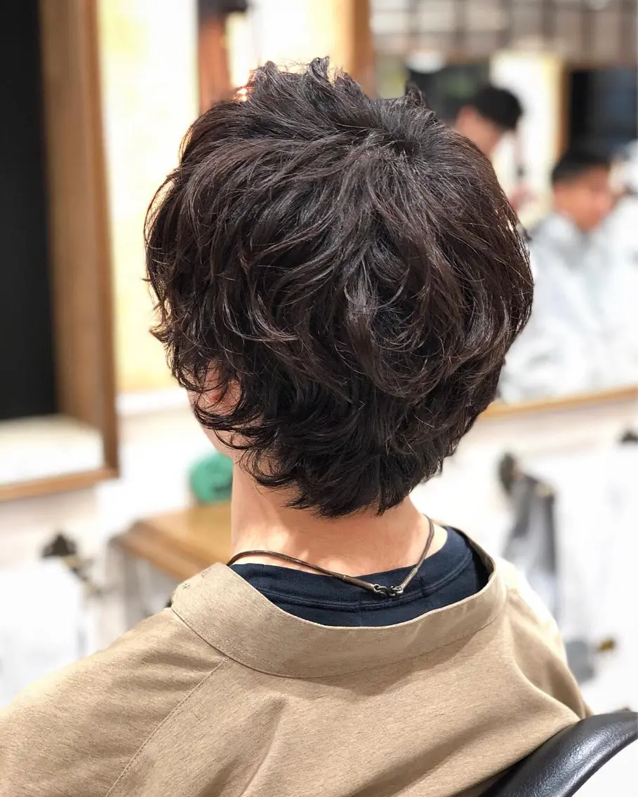 ミディアム パーマ メンズ カット無料/髪質改善 髪質根本改善/艶髪のヘアスタイル