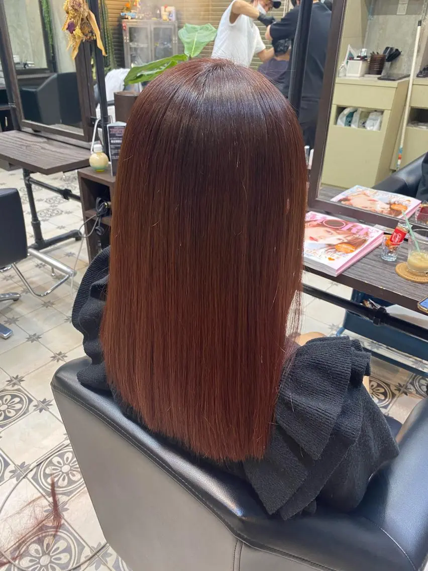セミロング カラー ピンクカラー 学生 トリートメント カット ヘアカラー トリートメント 韓国ヘア☁️ mitsukiのヘアスタイル