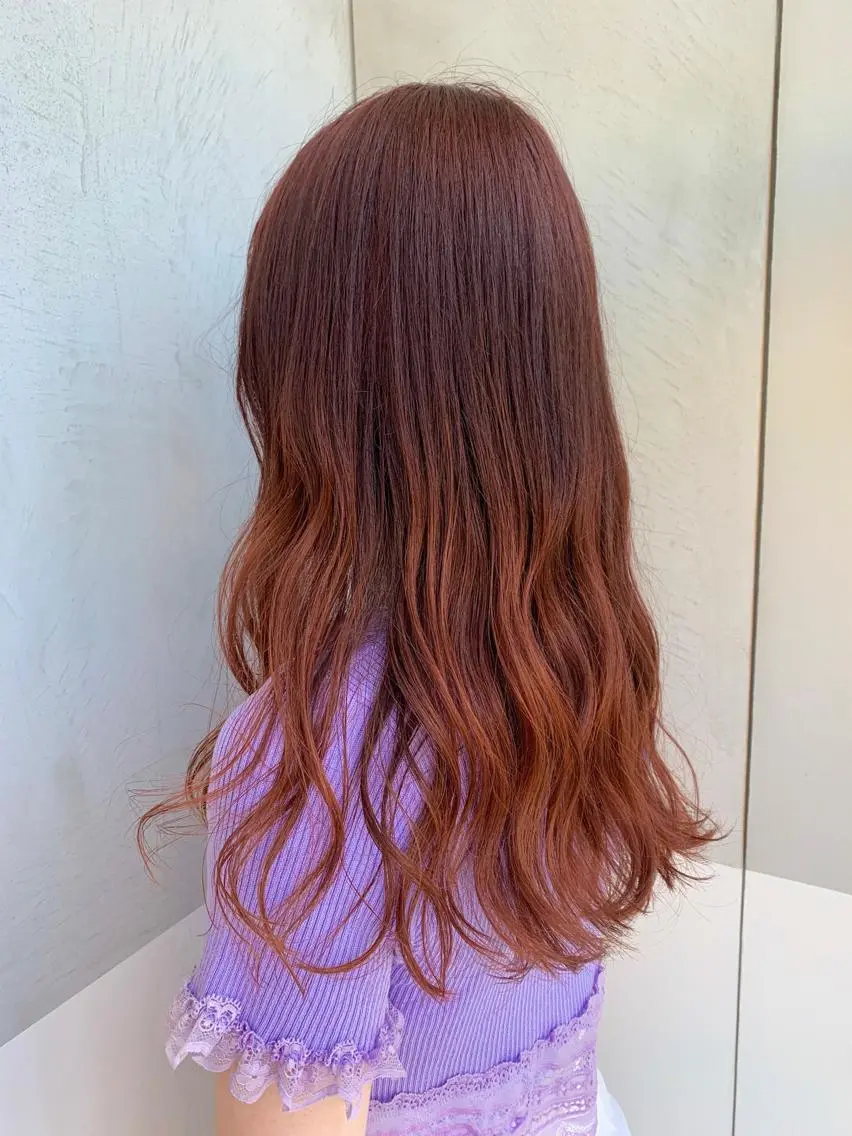 ロング カラー グラデーションカラー オレンジ minami🪷 暖色カラーのヘアスタイル