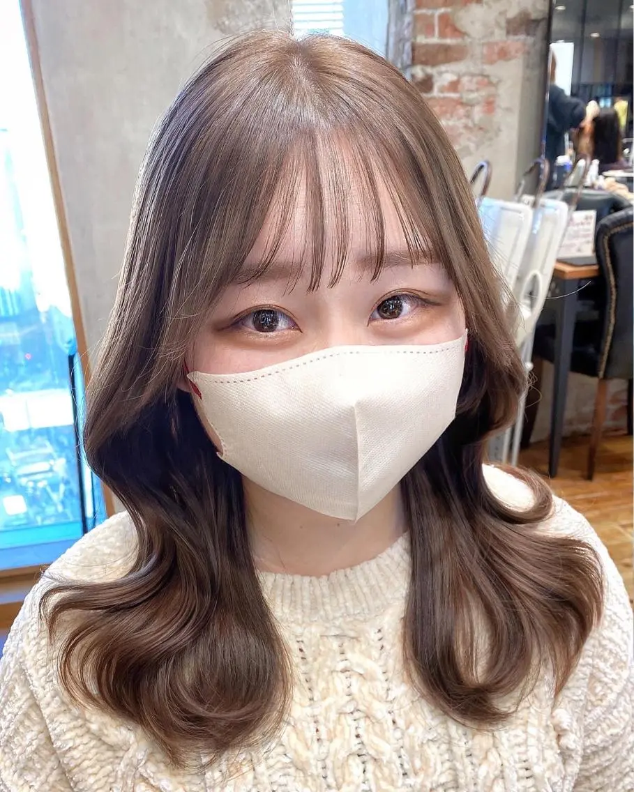 セミロング カラー カット ヘアカラー トリートメント 顔まわりカット🌟 くびれヘア/寺門遥輝のヘアスタイル