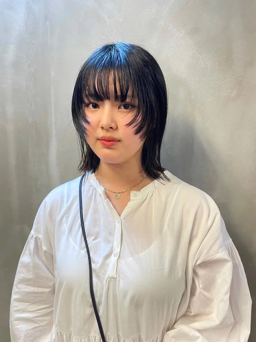 ミディアム カラー パーマ ヘアアレンジ メンズ キッズ ネイル マツエク・マツパ アイブロウ メンズウルフカット 顔まわりレイヤー レイヤーカット ウルフカット tatsumi/ボブ ウルフ/レイヤーのヘアスタイル