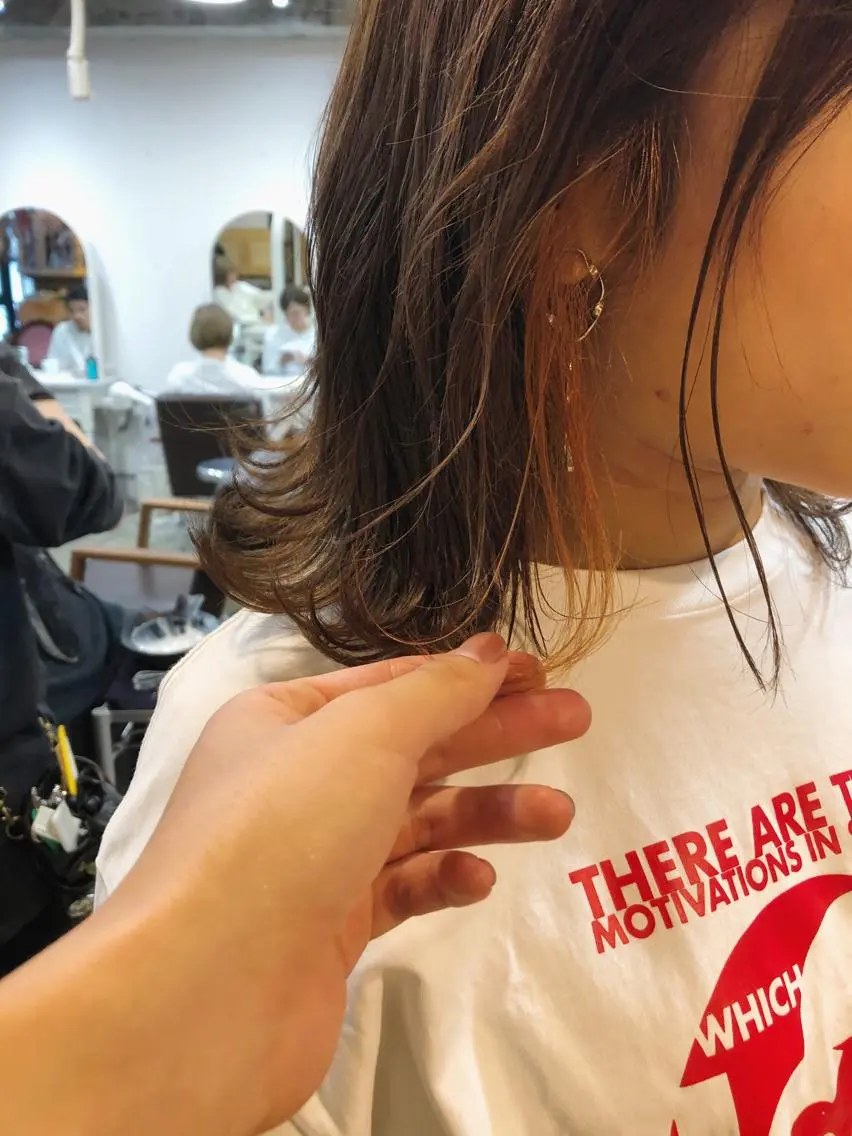 ミディアム カラー 顔周りカット Pia ツボイ ケイタのヘアスタイル
