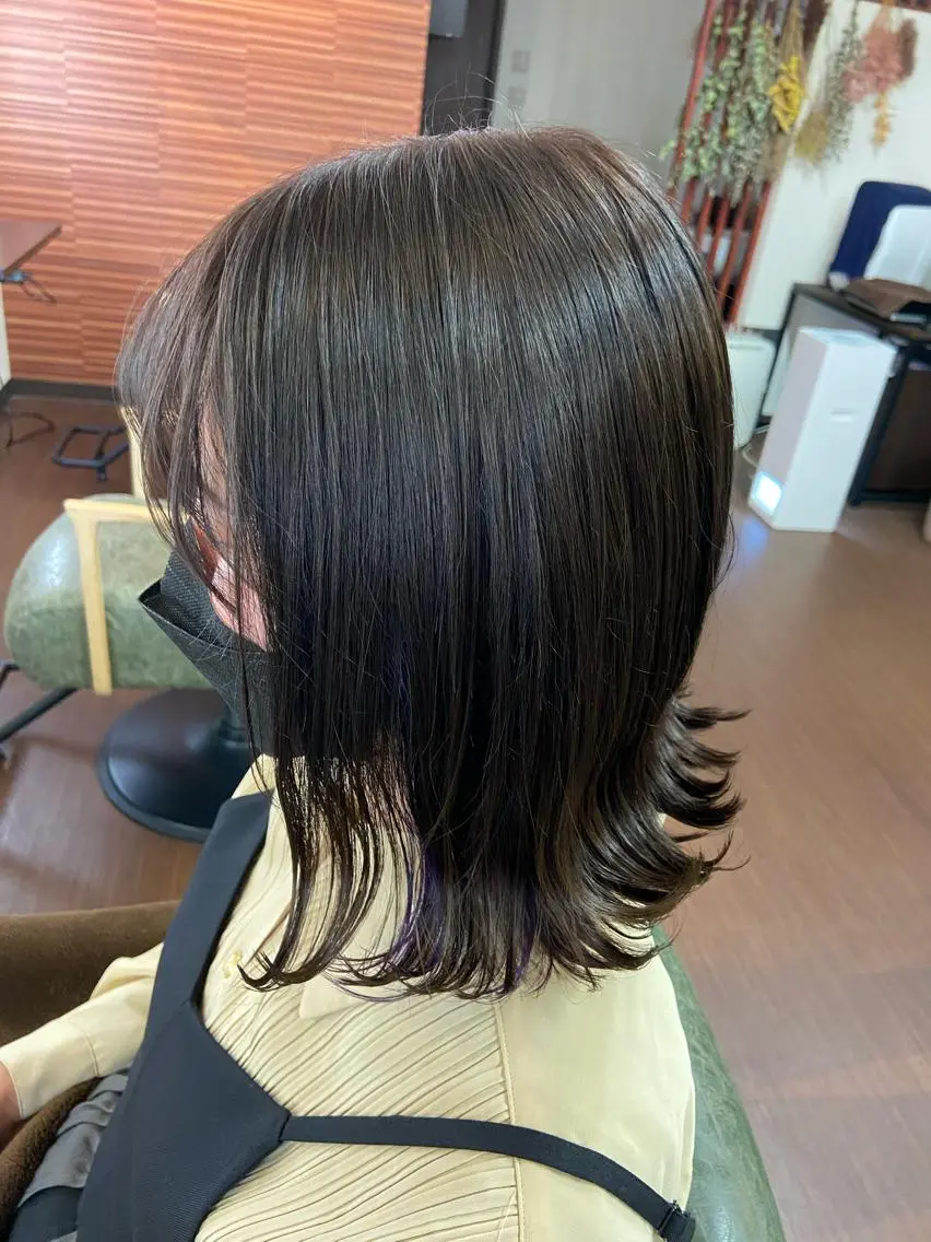 ミディアム カラー バイオレットカラー カット ヘアカラー 💜推しインナー カラー/菊池柊真💜のヘアスタイル