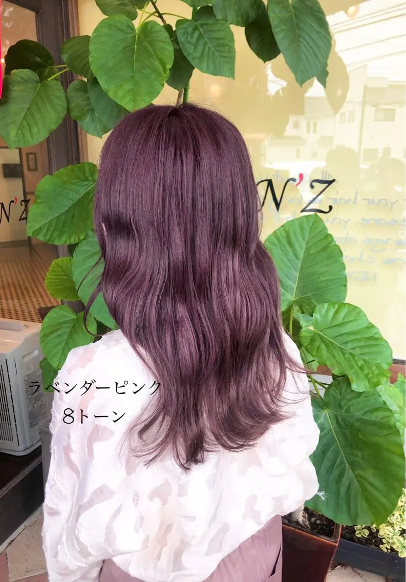 ロング カラー ラベンダーカラー ピンクカラー 堀口 彩佳のヘアスタイル