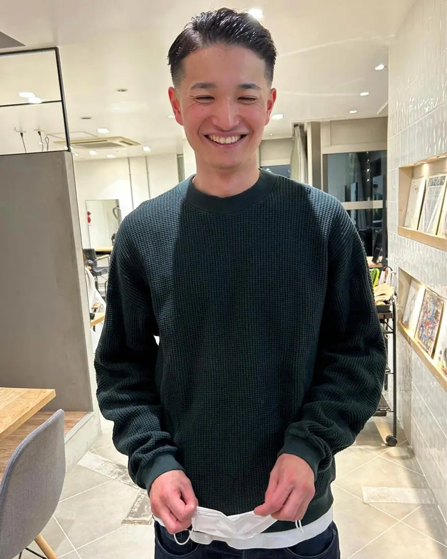 ショート メンズ オールバック フェードカット カット トリートメント 村上雅人 ナチュラルモードのヘアスタイル