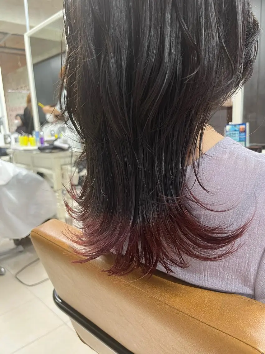 ロング カラー カシス ピンクカラー 似合わせ/ブリーチ/ 髪質改善/ミクෆ‪のヘアスタイル