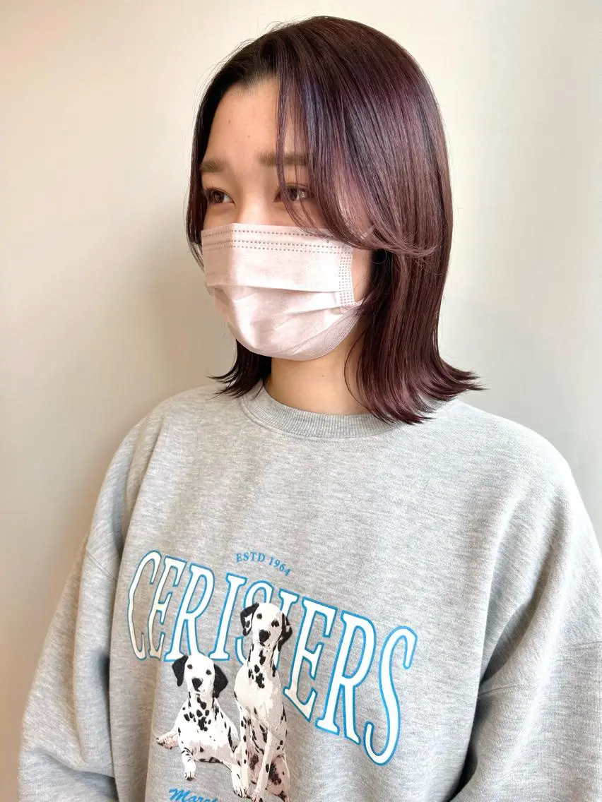 ミディアム カラー カット ヘアカラー トリートメント 山口 莉奈のヘアスタイル